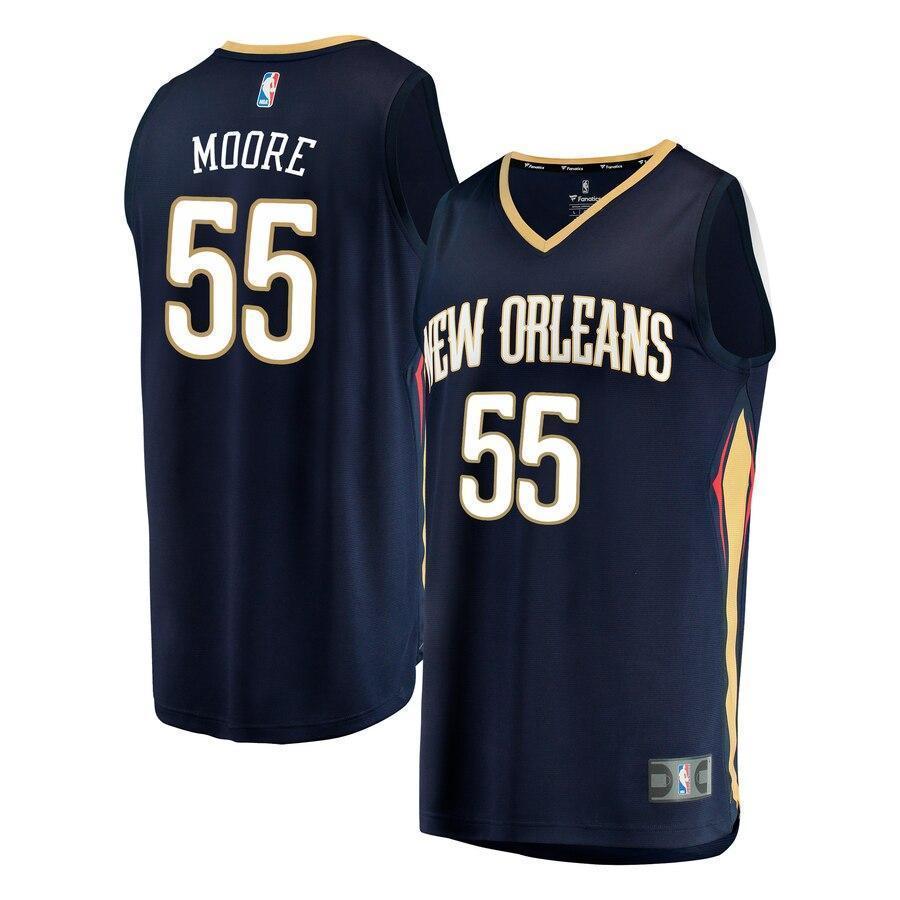 Men's Fanatics Branded E'Twaun Moore Navy New Orleans Pelicans Fast Break Replica Player Jersey  Icon Edition  Navy