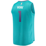 Men's Fanatics Branded Malik Monk Teal Charlotte Hornets Fast Break Replica Jersey  Icon Edition  Aqua