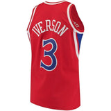 Men's Mitchell & Ness Allen Iverson Red Philadelphia 7ers 7 Hardwood Classics Swingman Jersey  Red