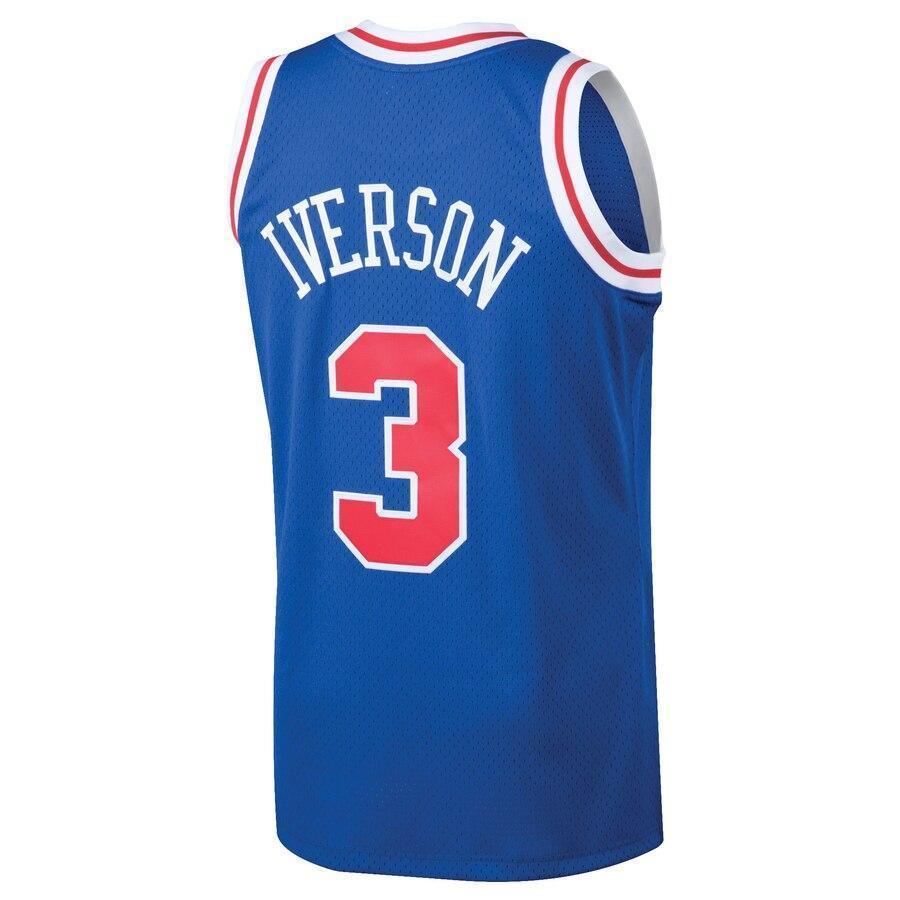 Men's Mitchell & Ness Allen Iverson Royal Philadelphia 7ers 7 Hardwood Classics Swingman Jersey  Royal