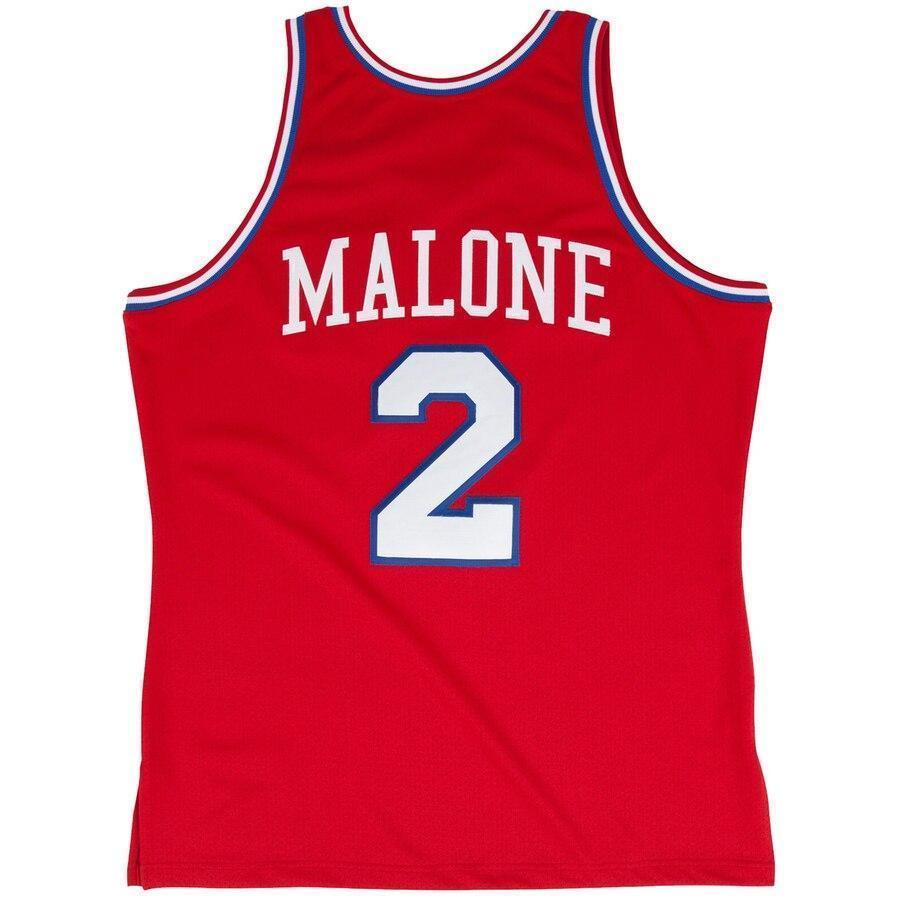 Men's Mitchell & Ness Moses Malone Red Philadelphia 7ers  # Authentic Jersey  Red