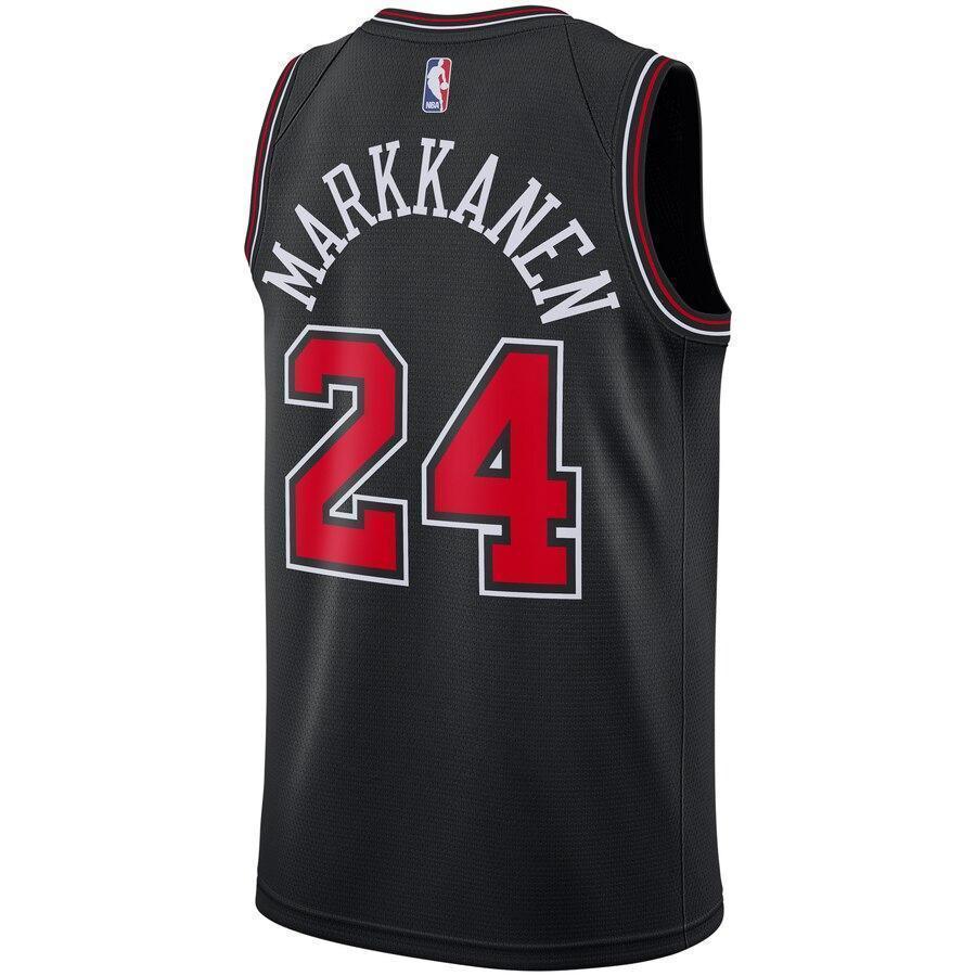 Men's Nike Lauri Markkanen Black Chicago Bulls Replica Swingman Jersey  Statement Edition  Black