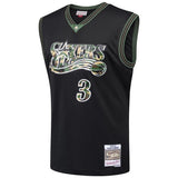 Men's Mitchell & Ness Allen Iverson Black Philadelphia 7ers Straight Fire Camo Swingman Jersey  Black
