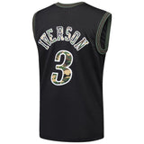 Men's Mitchell & Ness Allen Iverson Black Philadelphia 7ers Straight Fire Camo Swingman Jersey  Black