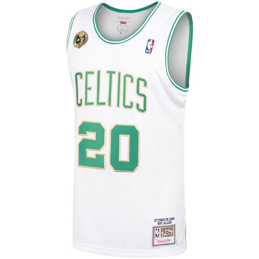 Men's Mitchell & Ness Ray Allen White Boston Celtics  Hardwood Classics Authentic Jersey  White