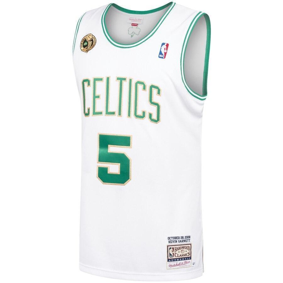 Men's Mitchell & Ness Kevin Garnett White Boston Celtics  Hardwood Classics Authentic Jersey  White
