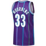 Men's Mitchell & Ness Alonzo Mourning Purple Charlotte Hornets  Hardwood Classics Authentic Jersey  Purple