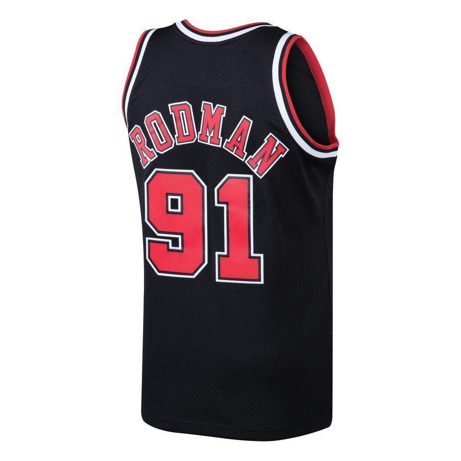 Men's Mitchell & Ness Dennis Rodman Black Chicago Bulls  Hardwood Classics Swingman Jersey  Black