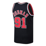 Men's Mitchell & Ness Dennis Rodman Black Chicago Bulls  Hardwood Classics Swingman Jersey  Black