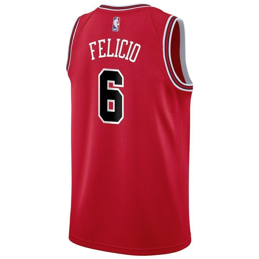 Men's Nike Cristiano Felicio Red Chicago Bulls Swingman Sponsor Patch Jersey – Icon Edition  Red