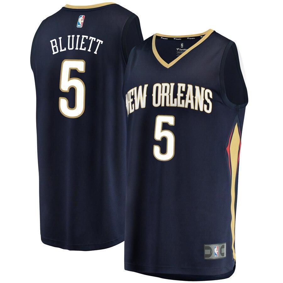 Men's Fanatics Branded Trevon Bluiett Navy New Orleans Pelicans Fast Break Replica Jersey – Icon Edition Navy