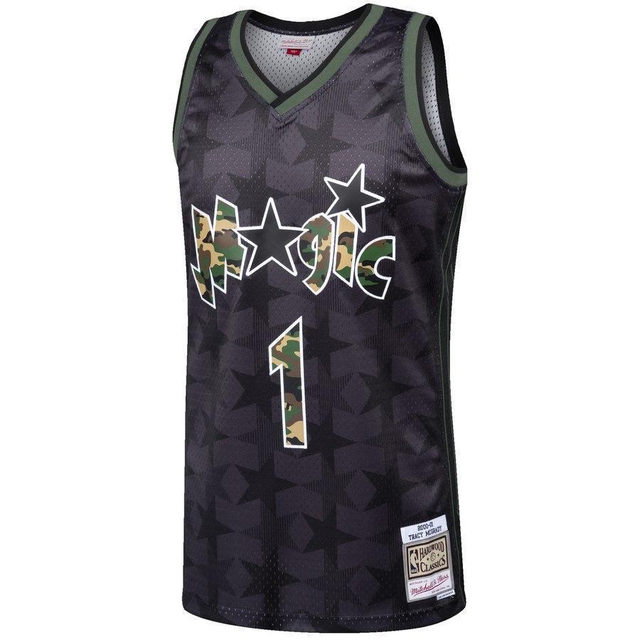 Men's Mitchell & Ness Tracy McGrady Black Orlando Magic Straight Fire Camo Swingman Jersey   Black