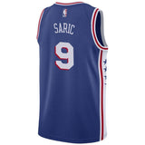 Men's Nike Dario Saric Royal Philadelphia 7ers Swingman Sponsor Patch Jersey  Icon Edition  Royal