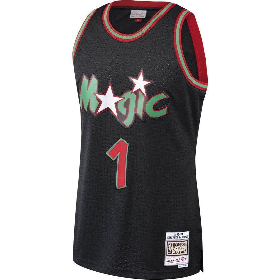Men's Mitchell & Ness Penny Hardaway Black Orlando Magic Hardwood Classics Christmas Swingan Collection Jersey  Black