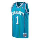 Men's Mitchell & Ness Muggsy Bogues Teal Charlotte Hornets  Hardwood Classics Swingman Jersey  Aqua