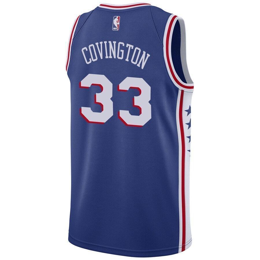 Men's Nike Robert Covington Royal Philadelphia 7ers Swingman Sponsor Patch Jersey  Icon Edition  Royal
