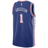 Men's Nike Justin Anderson Royal Philadelphia 7ers Swingman Sponsor Patch Jersey  Icon Edition  Royal