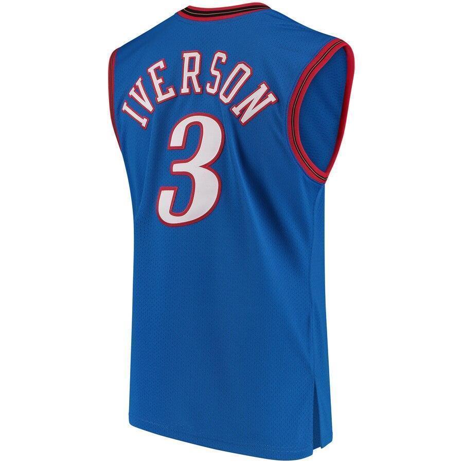 Men's Mitchell & Ness Allen Iverson Royal Philadelphia 7ers Road / Hardwood Classics Authentic Jersey  Royal