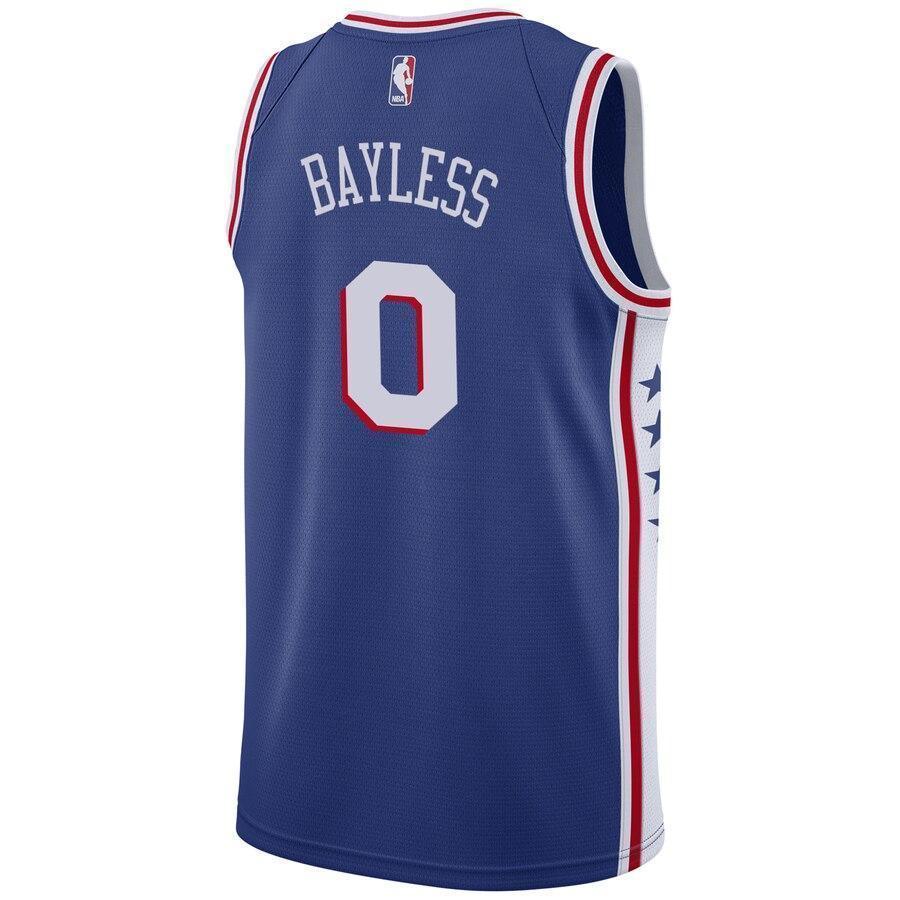 Men's Nike Jerryd Bayless Royal Philadelphia 7ers Swingman Sponsor Patch Jersey  Icon Edition  Royal