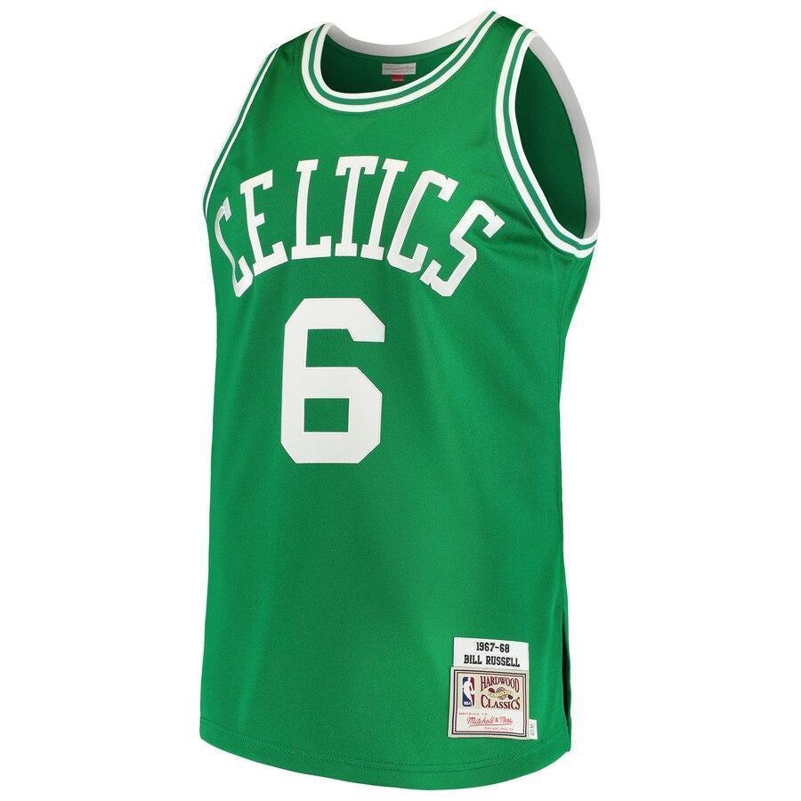 Men's Mitchell & Ness Bill Russell Kelly Green Boston Celtics Road 7/ Hardwood Classics Authentic Jersey  Green
