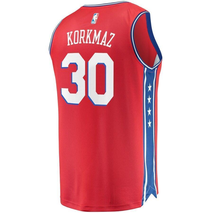 Men's Fanatics Branded Furkan Korkmaz Red Philadelphia 7ers Fast Break Replica Player Jersey  Statement Edition  Red
