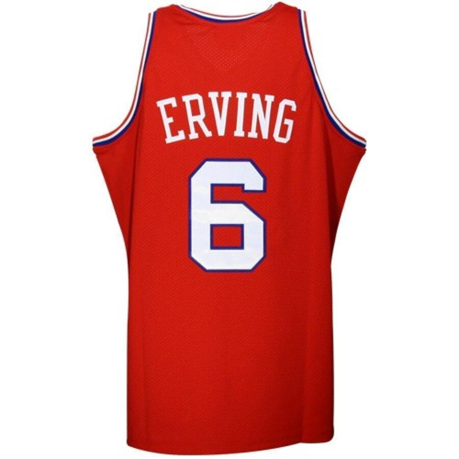 Mitchell & Ness Philadelphia 7ers Julius Erving Red Hardwood Classics Authentic Throwback Basketball Jersey  Red