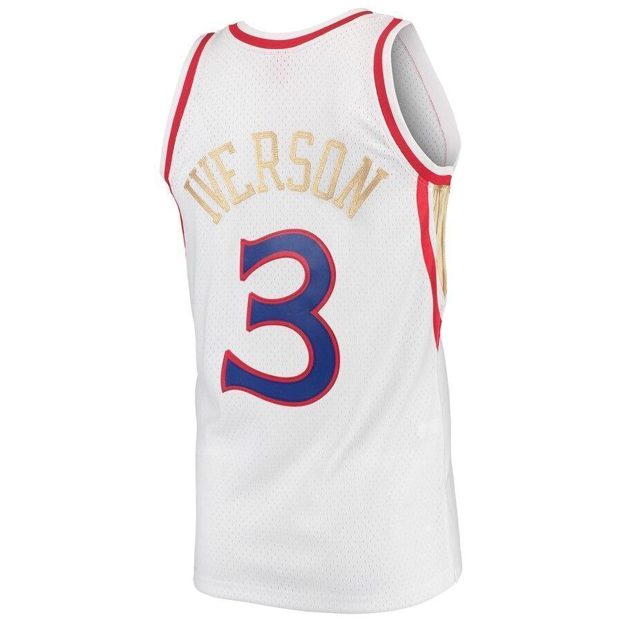 Men's Mitchell & Ness Allen Iverson White Philadelphia 7ers  Chinese New Year Swingman Throwback Jersey  White