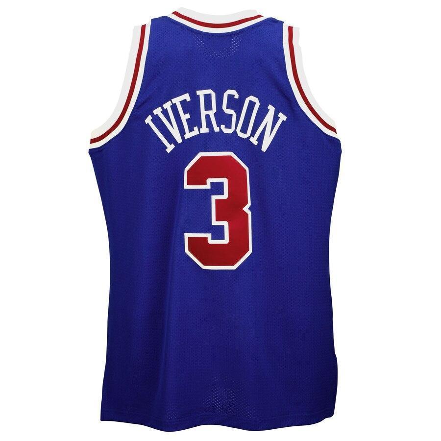 Mitchell & Ness Philadelphia 7ers # Allen Iverson ''7 Hardwood Classics  Year Anniversary Throwback Premium Jersey  Royal