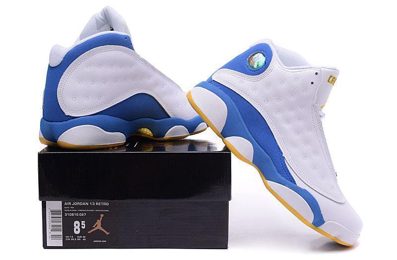 Nike Air Jordan Men 13 Retro White/Blue/Yellow Basketball Men